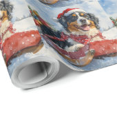 Grote Zwitserse Sennenhond in Sledge Christmas Cadeaupapier (Rol Hoek)