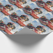 Grote Zwitserse Sennenhond in Sledge Christmas Cadeaupapier (Hoek)