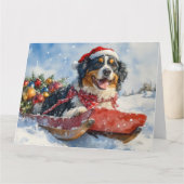 Grote Zwitserse Sennenhond in Sledge Christmas Kaart (Voorkant)