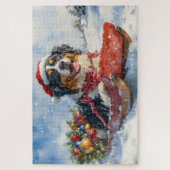Grote Zwitserse Sennenhond in Sledge Christmas Legpuzzel (Verticaal)