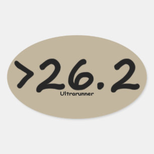 Groter dan 26,2 Ultrarunner (4)stickers bruin Ovale Sticker