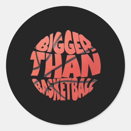 Groter dan basketbal 9 ronde sticker (Voorkant)