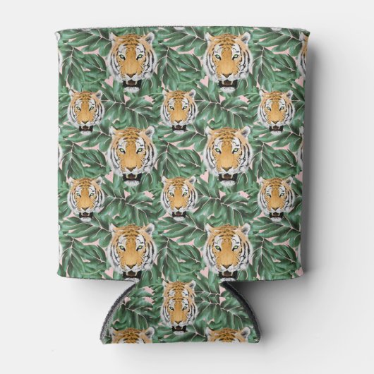 Groter gezicht met Oerwoud bladeren Blikjeskoeler (Voorkant)