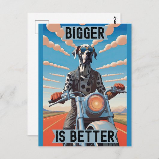 Groter is beter: een grote Deen rijden op een moto Briefkaart (Voorkant / Achterkant)