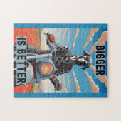 Groter is beter: een grote Deen rijden op een moto Legpuzzel (Horizontaal)