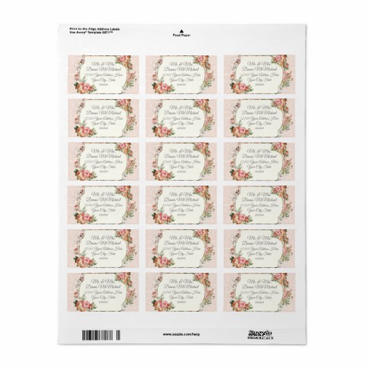 Groter retouradres Elegante  blush Rozen Etiket (Full Sheet)