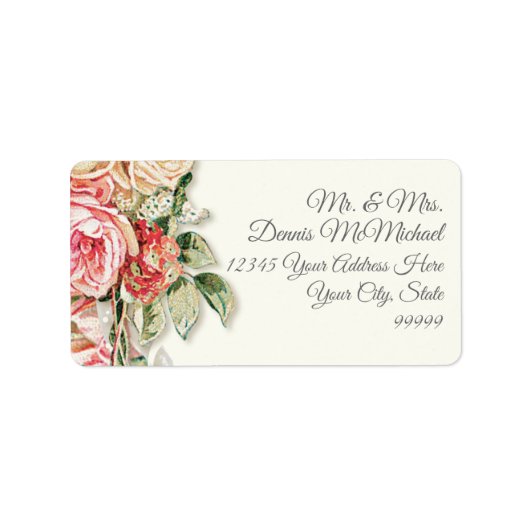 Groter retouradres Elegante blush Rozen Etiket (Voorkant)