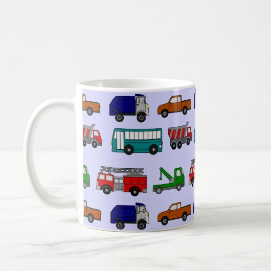Grotere auto's, vrachtwagens, bussen koffiemok (Links)