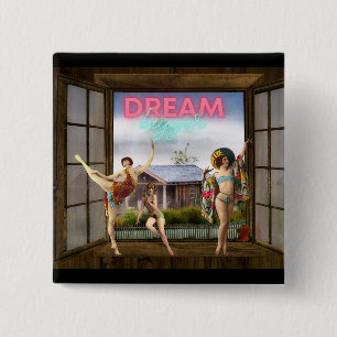 Grotere Droom Gewijzigde Kunst Vintage Dansers Vierkante Button 5,1 Cm