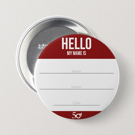 Grotere Hallo Ronde Button 7,6 Cm (Voorkant /achterkant)