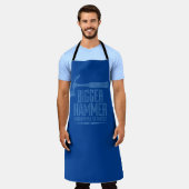 Grotere hamer Handyman Diensten Blauw Schort (Gedragen)