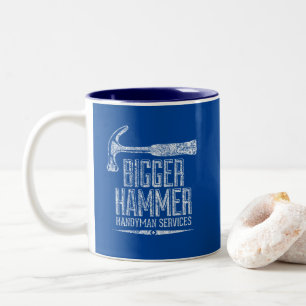 Grotere Hamer Handyman Diensten Wit Gfx Blauw BG Tweekleurige Koffiemok