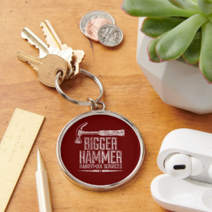 Grotere Hamer Handyman Diensten Wit Gfx Rood BG Sleutelhanger