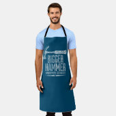 Grotere Hammer Handyman Diensten Witte Tekst Blauw Schort (Gedragen)
