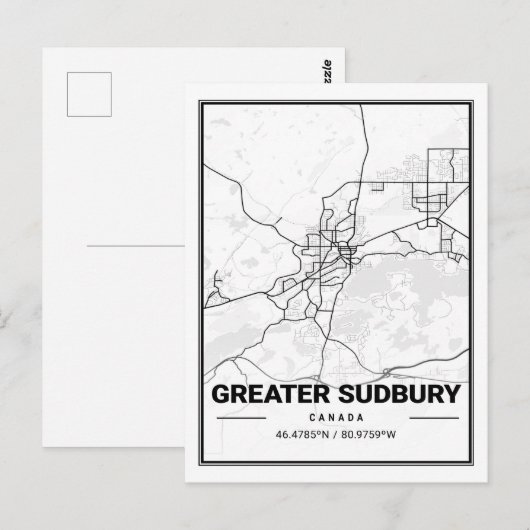 Grotere kaart van de stad Sudbury Ontario Canada (Voorkant / Achterkant)