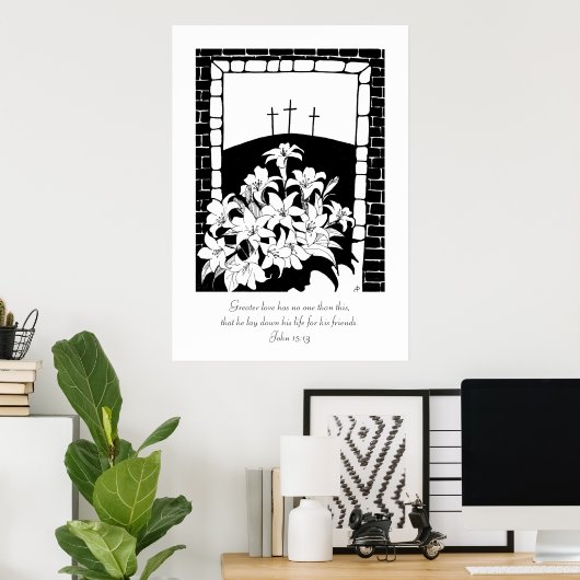 "Grotere liefde" (John 15:13) Poster (Thuiskantoor)