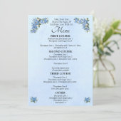Grotere Menu Kaart - Blue Peony Wedding Set (Staand voorkant)