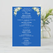 Grotere Menu Kaart - Kobalt Blauw & Wit Rozen (Staand voorkant)