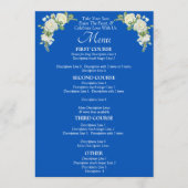 Grotere Menu Kaart - Kobalt Blauw & Wit Rozen (Voorkant)