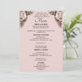 Grotere menukaart - Roze rozen & duiven bruiloft (Staand voorkant)