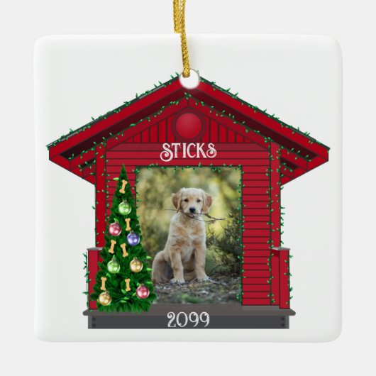 Grotere puppy rechthoekig uploaden Foto-dog Keramisch Ornament (Voorkant)