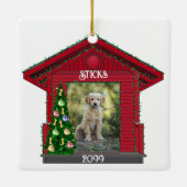 Grotere puppy rechthoekig uploadfoto-hoofdkwartier keramisch ornament (Achterkant)