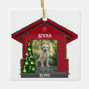 Grotere Puppy Rechthoekige Foto Uploaden Hondenhok Keramisch Ornament
