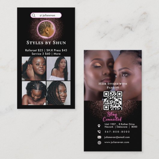 Grotere tekst vlecht Visitekaartje (Voorkant / Achterkant)