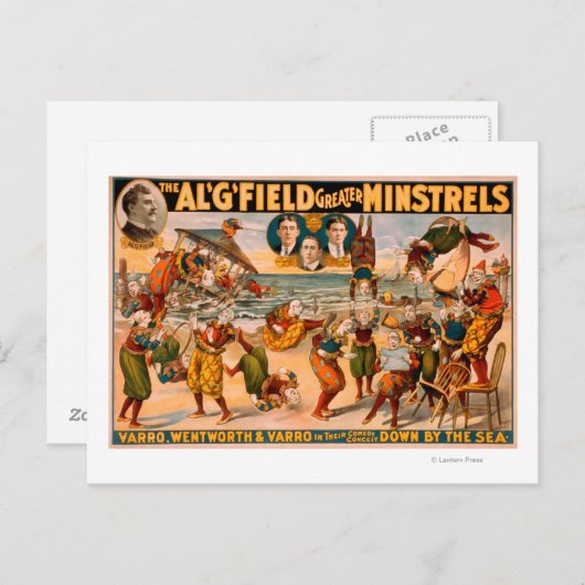 Grotere vaten - een hoop Clowns bij het strand Briefkaart (Voorkant / Achterkant)