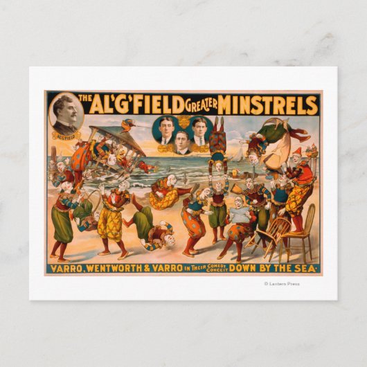 Grotere vaten - een hoop Clowns bij het strand Briefkaart (Voorkant)