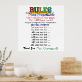 Grotere versie #2 Regels voor leerlingenklaslokaal Poster (Keuken)