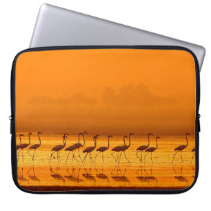 Grotere vliegers (Phoenicopterus roseus) lopen Laptop Sleeve