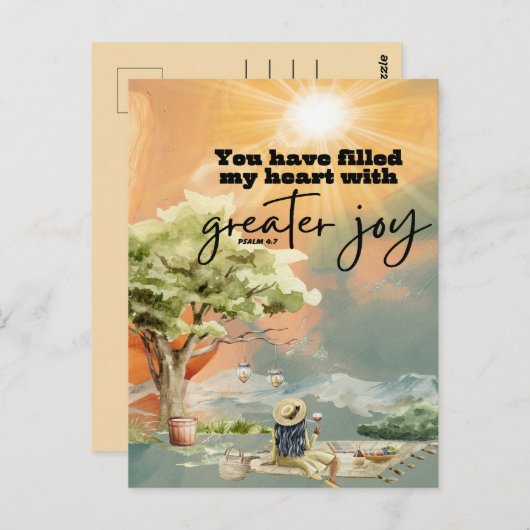 Grotere Vreugde Bijbel Verse Psalm 4 7 Briefkaart (Voorkant / Achterkant)