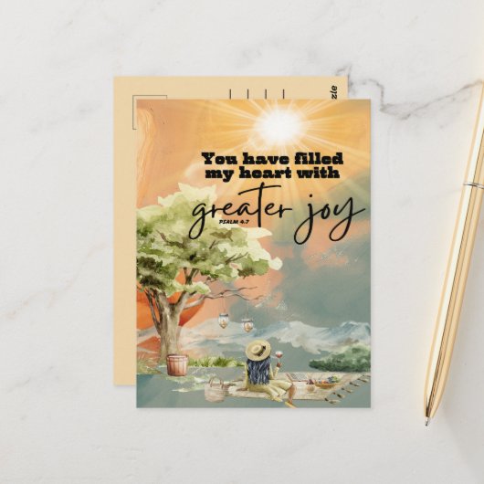 Grotere Vreugde Bijbel Verse Psalm 4 7 Briefkaart (Voorkant / Achterkant in situ)