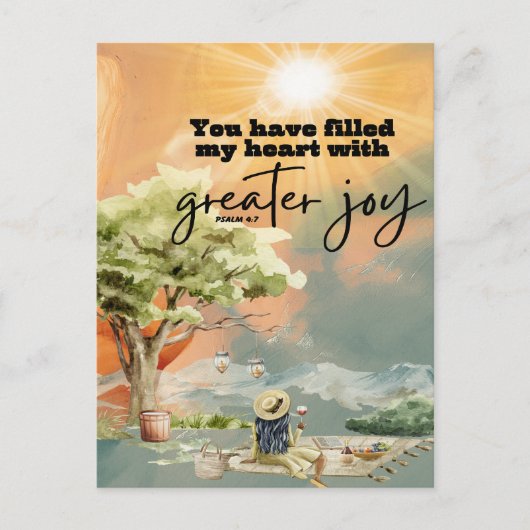 Grotere Vreugde Bijbel Verse Psalm 4 7 Briefkaart (Voorkant)