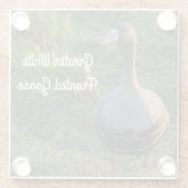 Grotere witte gans glazen onderzetter (Achterkant)