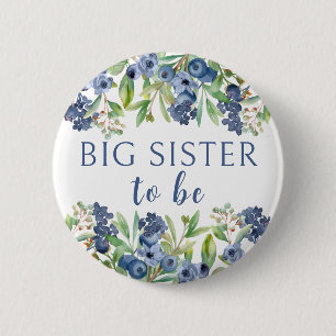 Grotere zus worden blauwe bessen baby shower knop ronde button 5,7 cm