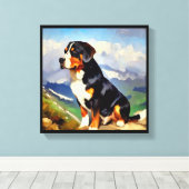 Grotere Zwitserse berghond Canvas Afdruk (Insitu (Houten vloer))