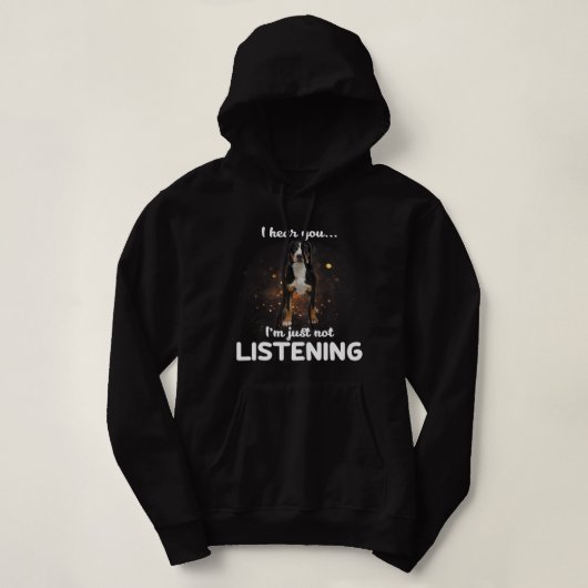 Grotere Zwitserse berghond Ik hoor dat je niet lui Hoodie (Design voorkant)