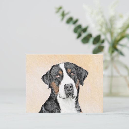 Grotere Zwitserse berghondschilderkunst - Oorspron Briefkaart (Staand voorkant)