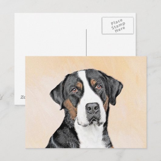 Grotere Zwitserse berghondschilderkunst - Oorspron Briefkaart (Voorkant / Achterkant)