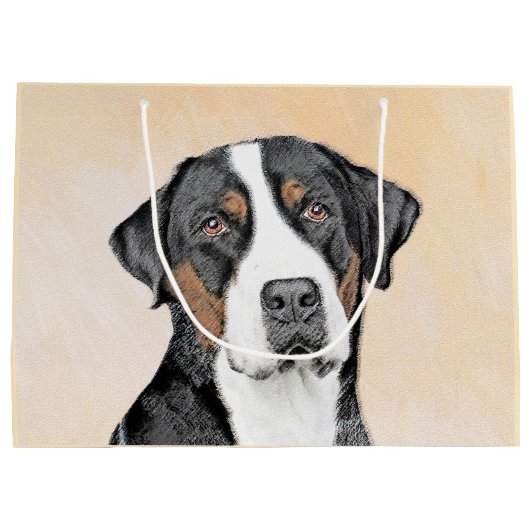 Grotere Zwitserse berghondschilderkunst - Oorspron Groot Cadeauzakje (Achterkant)