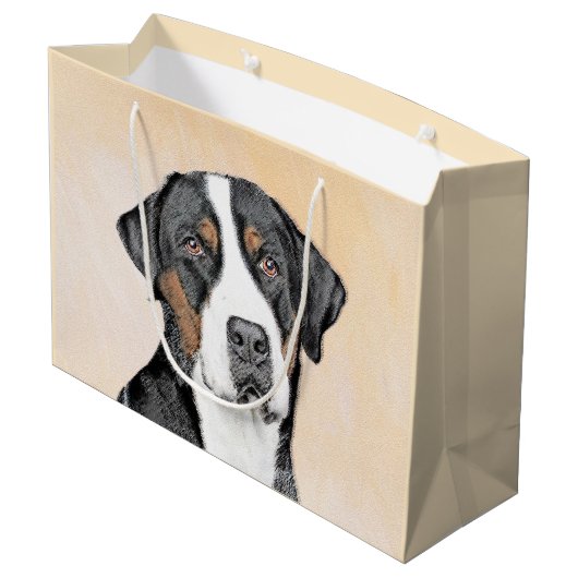 Grotere Zwitserse berghondschilderkunst - Oorspron Groot Cadeauzakje (Achterkant Gekanteld)