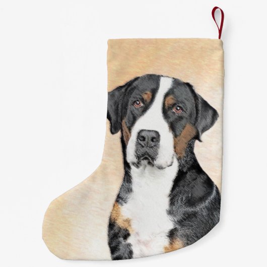 Grotere Zwitserse berghondschilderkunst - Oorspron Kleine Kerstsok (Achterkant)