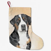 Grotere Zwitserse berghondschilderkunst - Oorspron Kleine Kerstsok (Voorkant)