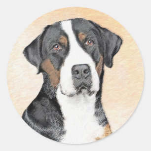 Grotere Zwitserse berghondschilderkunst - Oorspron Ronde Sticker