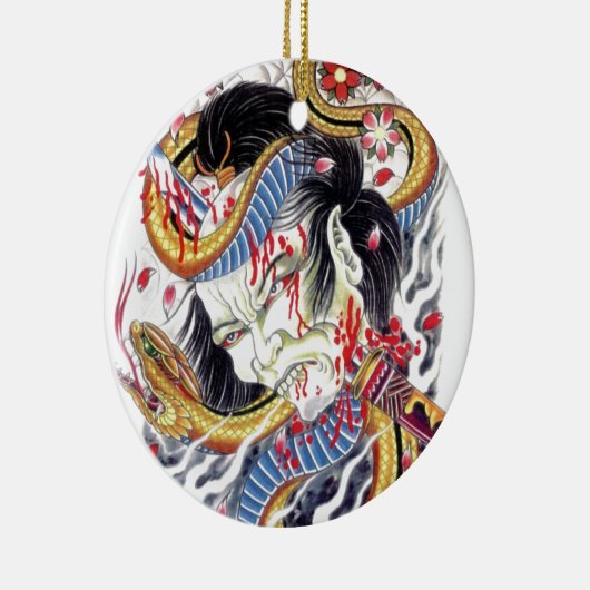 Grotesk- en slangenontwerp Tattoo Keramisch Ornament (Rechts)