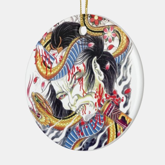 Grotesk- en slangenontwerp Tattoo Keramisch Ornament (Links)