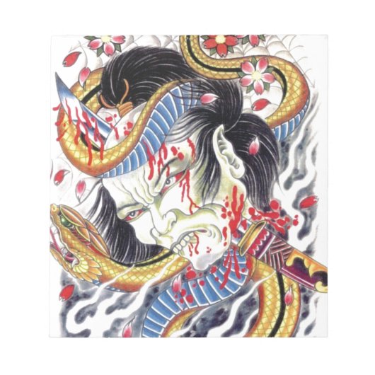 Grotesk- en slangenontwerp Tattoo Notitieblok (Voorkant)