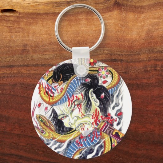 Grotesk- en slangenontwerp Tattoo Sleutelhanger (Voorkant)